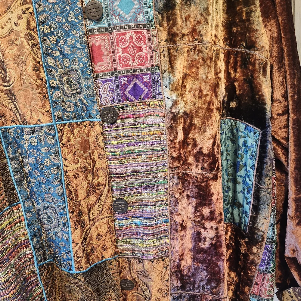 Coldwater Creek Patchwork Velvet Jacket Sz 2X - Picture 3 of 6